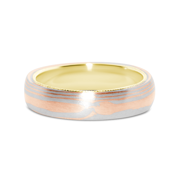Platinum, rose & yellow gold band