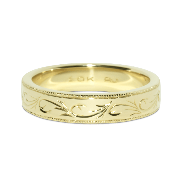 Hand-engraved yellow gold band