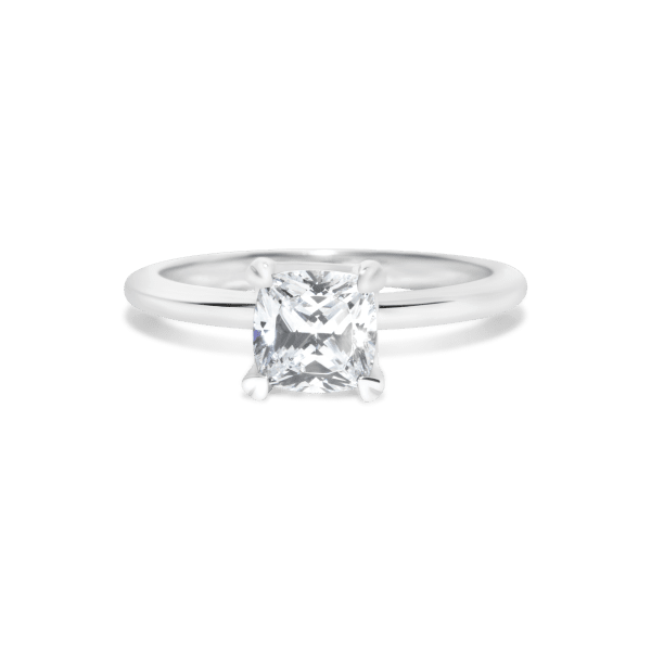 Solitaire cushion engagement ring