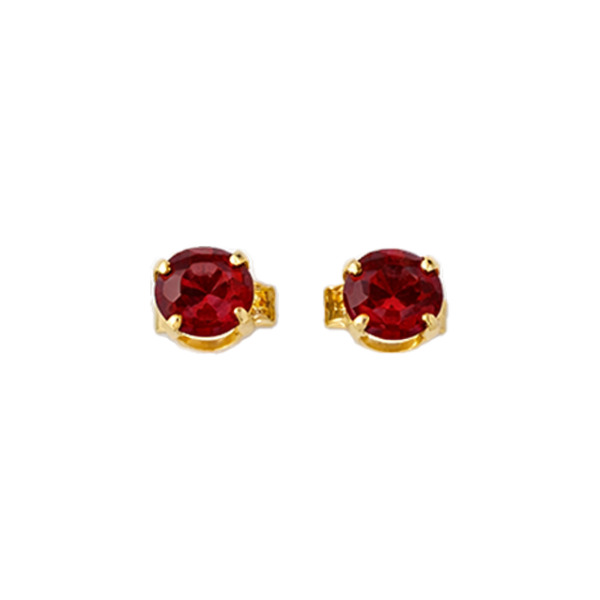 14K Yellow Gold Garnet Stud Earrings