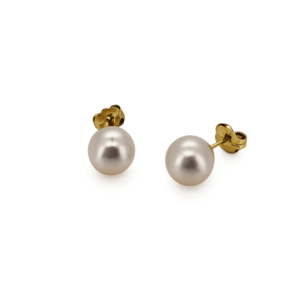 14K yellow gold cultured pearl stud earring, 6.5–7mm white pearl, at Rodan Jewellers Vancouver