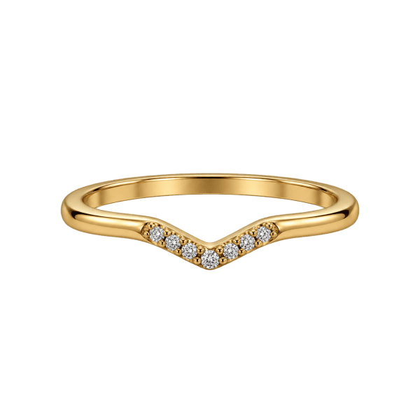 Diamond chevron wishbone ring in 10K yellow gold with round accent diamonds, from Rodan Jewellers Vancouver