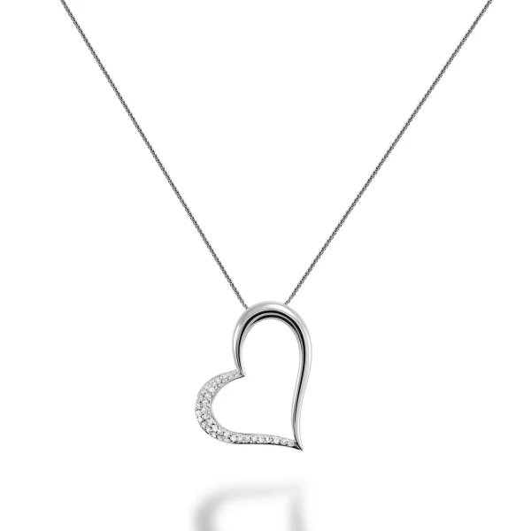 White gold heart diamond pendant